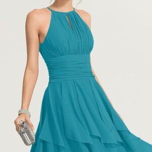 JJ's House A-line Halter Knee-Length Chiffon Cocktail Dress